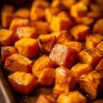 baked sweet potatoes in the oven cubed