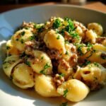 creamy beef and shells