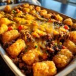 traditional tater tot casserole with ground beef